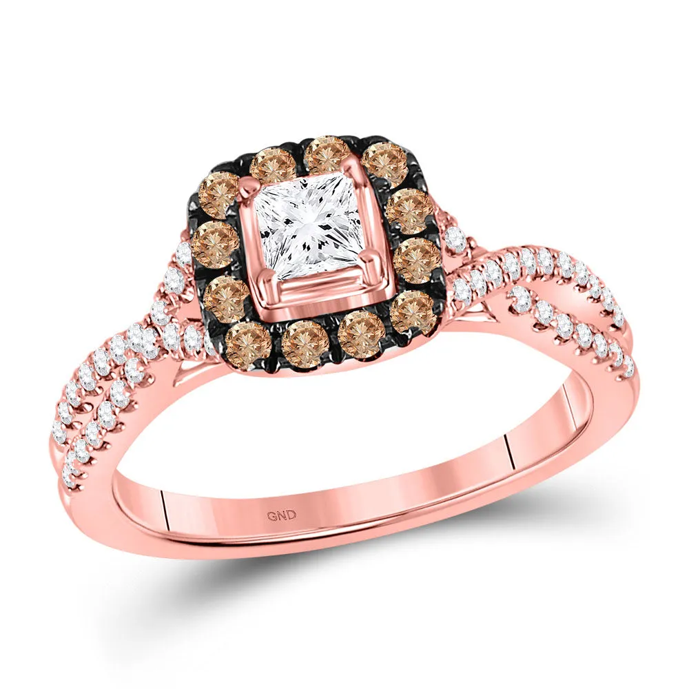 Keene Jewelers 14kt Rose Gold Princess Diamond Solitaire Bridal Wedding Engagement Ring 3/4 Cttw