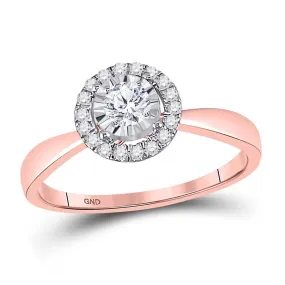 Keene Jewelers 14kt Rose Gold Round Diamond Halo Bridal Wedding Engagement Ring 1/3 Cttw