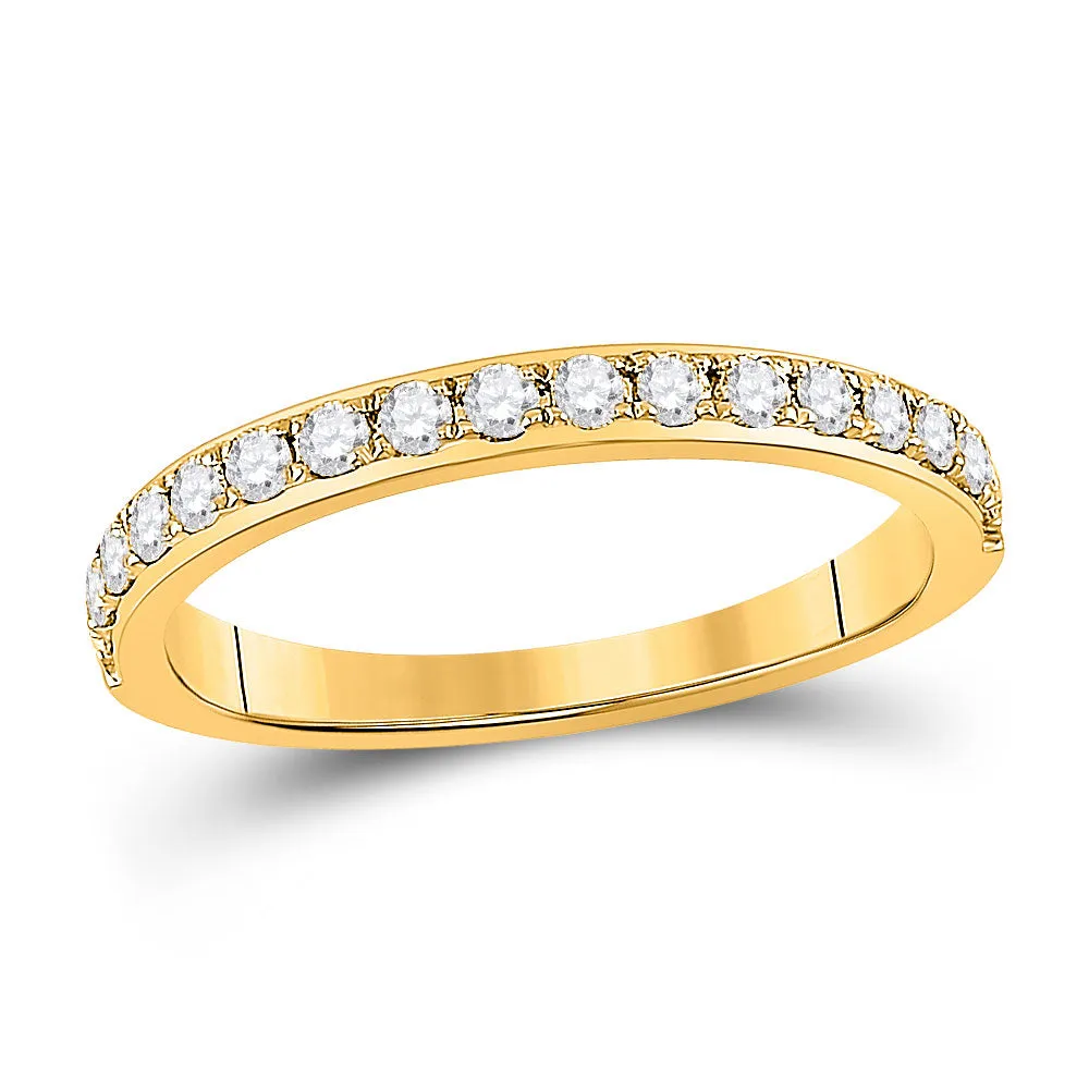 Keene Jewelers 14kt Yellow Gold Womens Round Diamond Wedding Single Row Band 1/3 Cttw