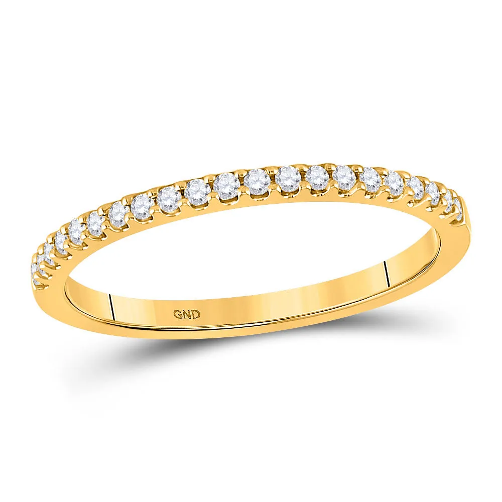 Keene Jewelers 14kt Yellow Gold Womens Round Diamond Wedding Single Row Band 1/6 Cttw