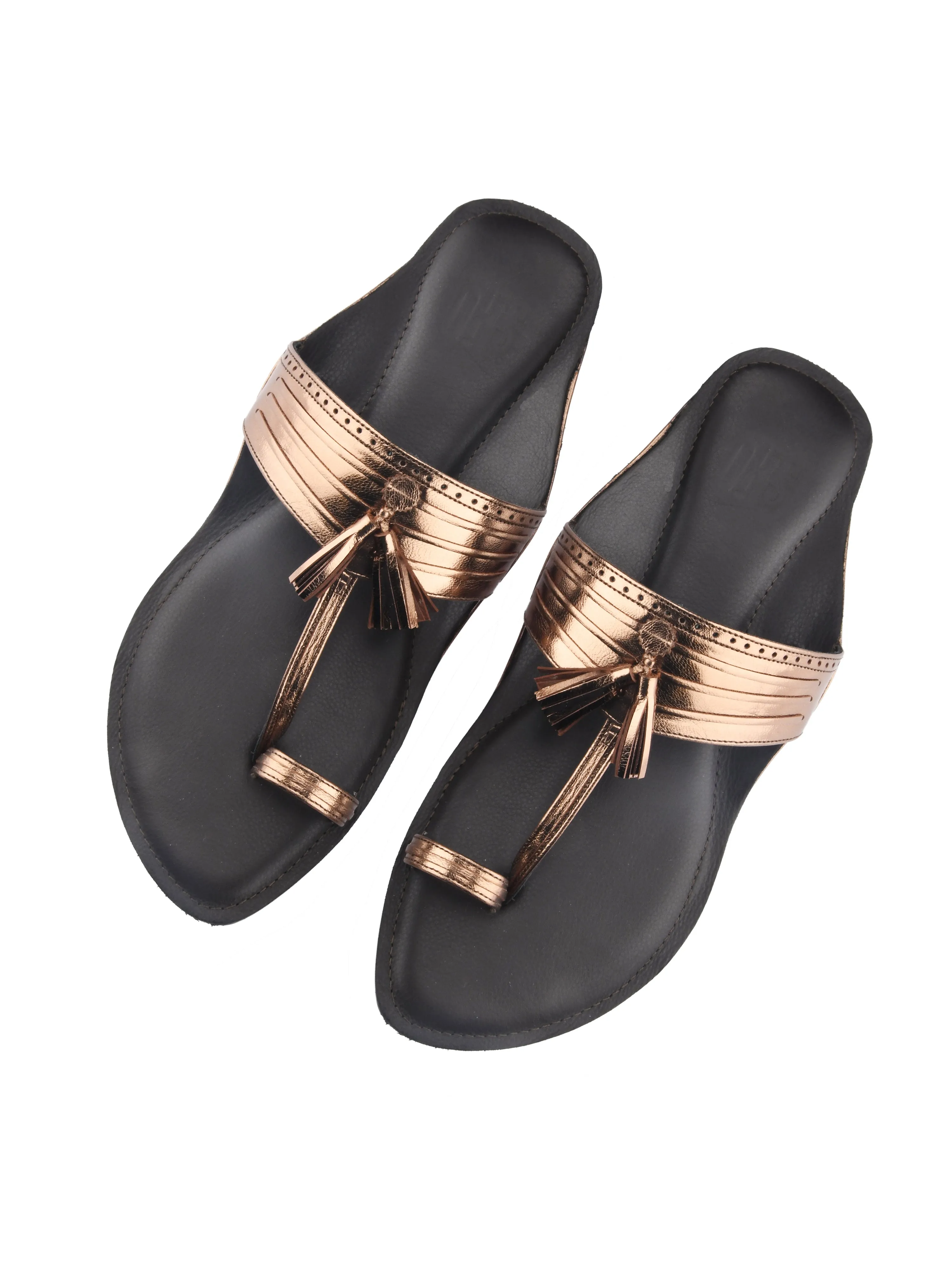 Kolhapuri Flats in Bronze For Women