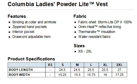 Ladies Columbia Powder Lite Vest