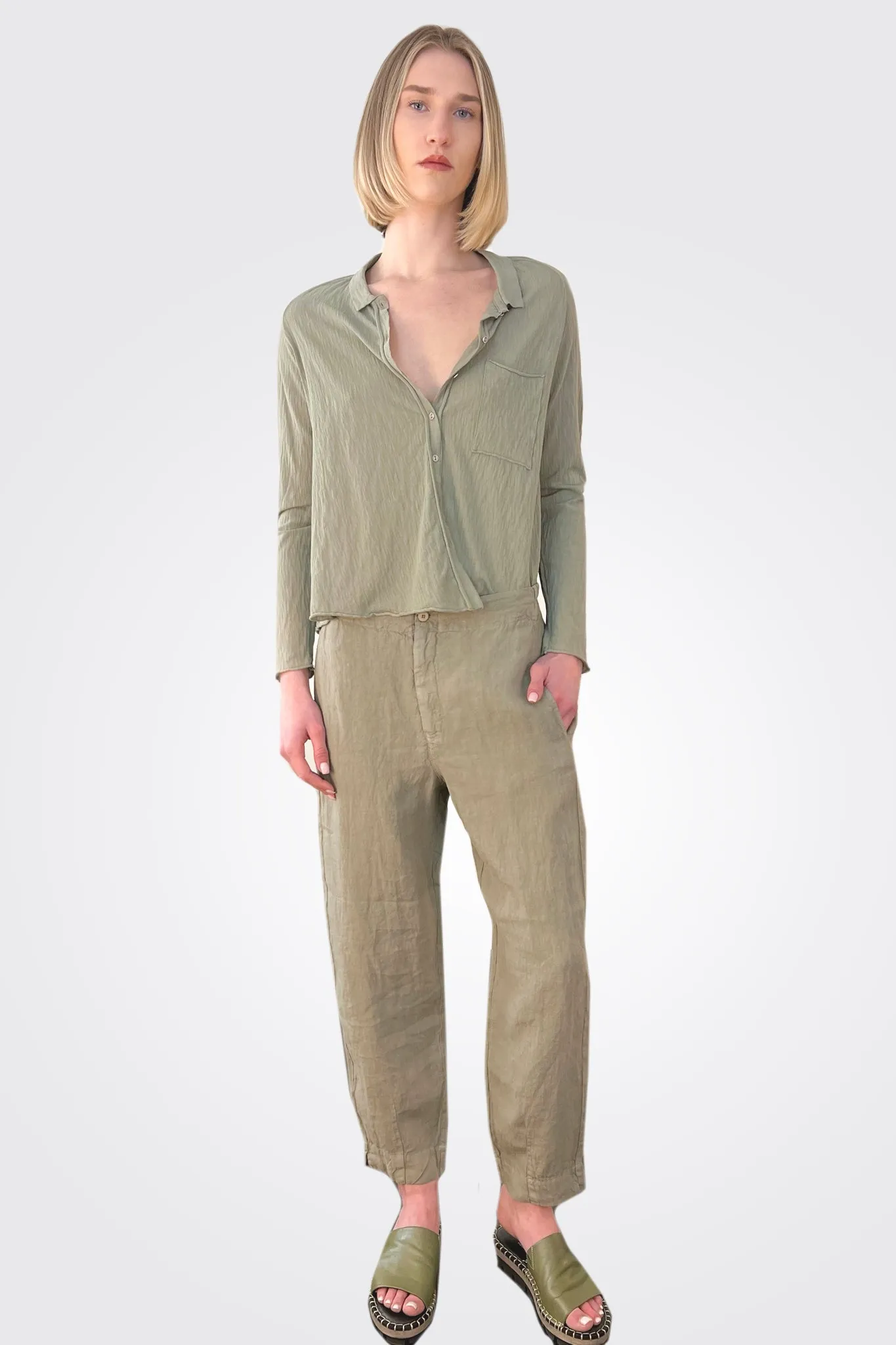 Linen Comfort Trousers - Sage