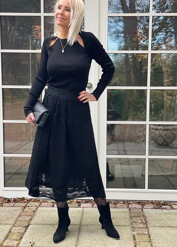 Lollys Laundry Sinaloa Skirt - Blondenederdel - Black