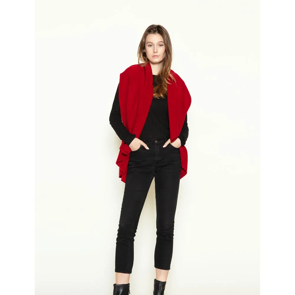 Look By M Basic Shawl Vest Red