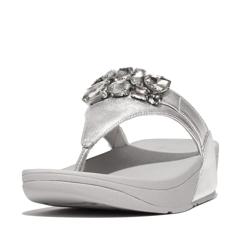 LULU JEWEL-DELUXE METALLIC-LEATHER TOE-THONGS