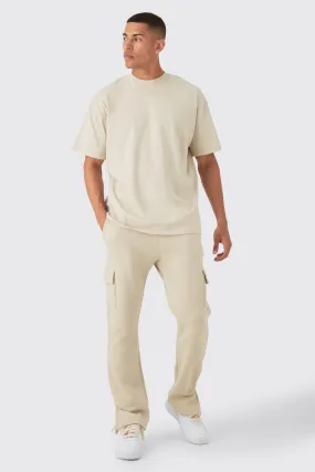 Man Signature Oversized Tshirt And Cargo Sweatpant Set