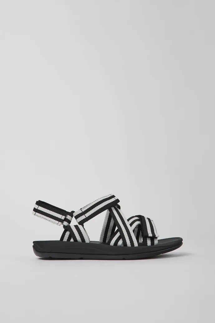 Match Black and white textile sandals for men