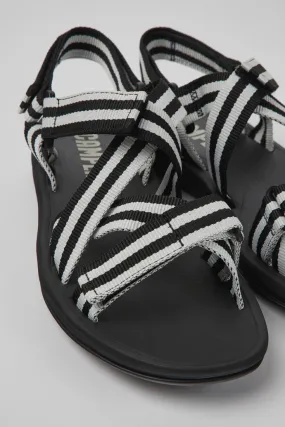 Match Black and white textile sandals for men