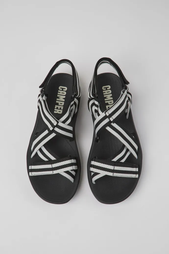 Match Black and white textile sandals for men