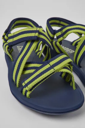 Match Blue and yellow textile sandals for men