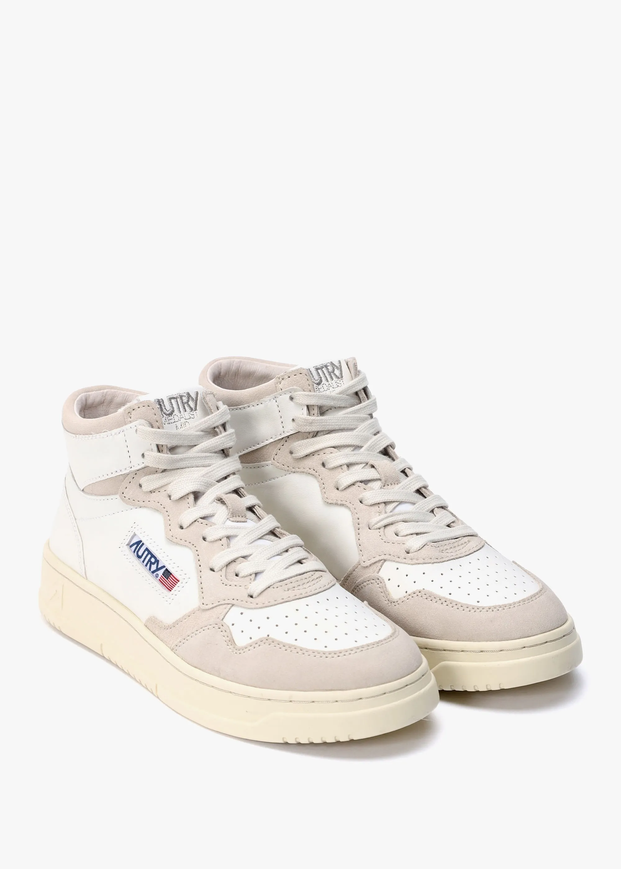 Men's Medalist High-Top White Leather & Suede Trainers