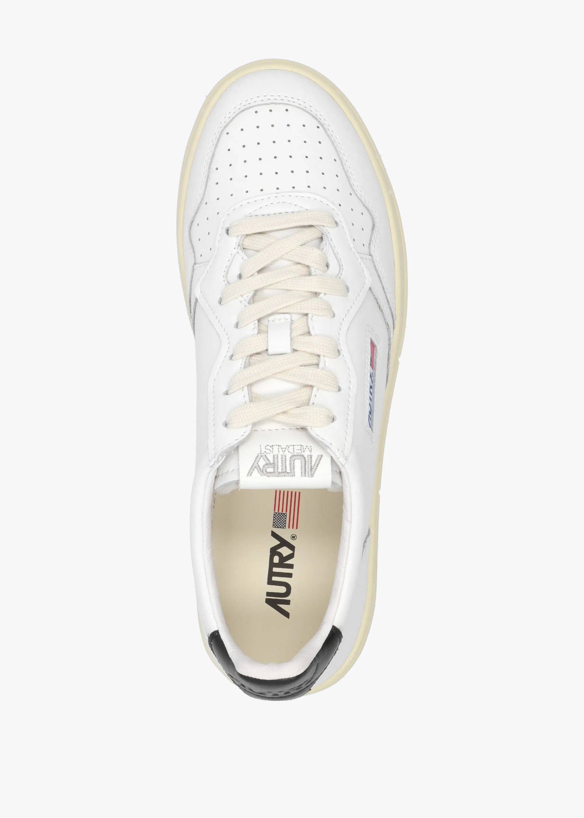 Men's Medalist Low White & Black Leather Trainers