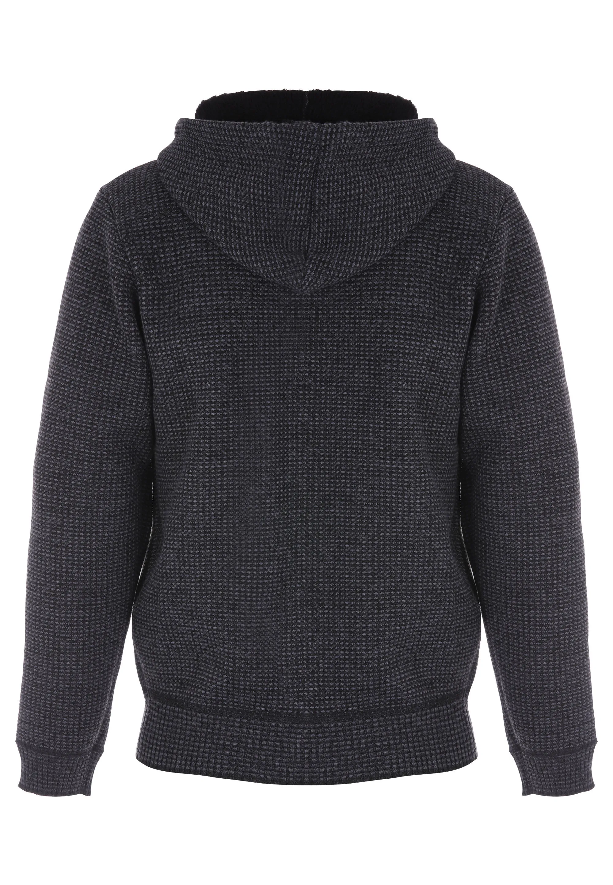 Mens Grey Sherpa Zip Through Knitted Hoodie