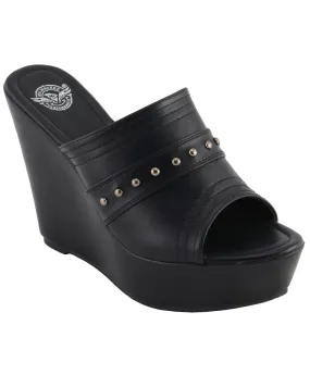 Milwaukee Leather Women's Rivet Detail Open Toe Wedge Sandals