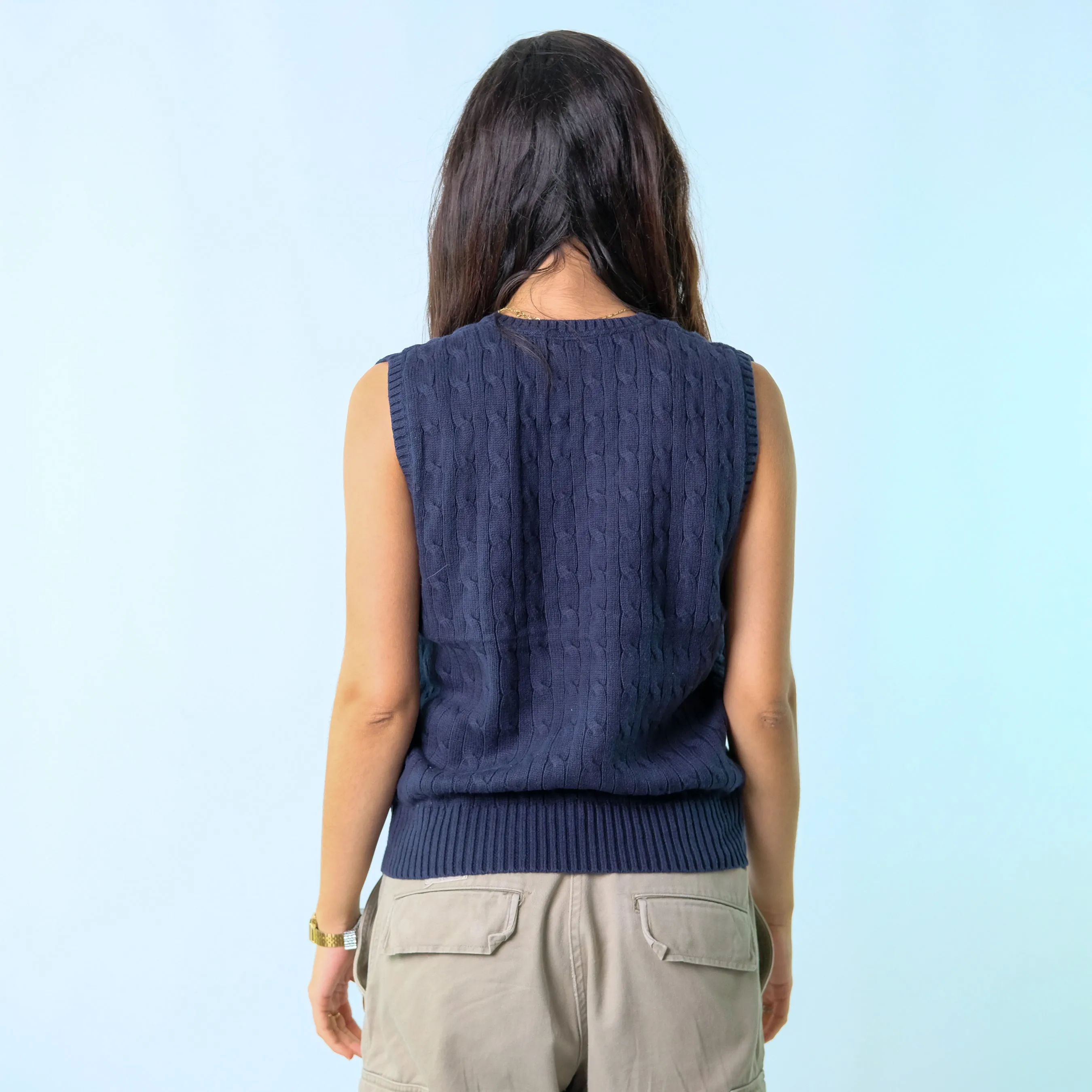 Navy Blue y2ks Polo Ralph Lauren Knit Vest (L)