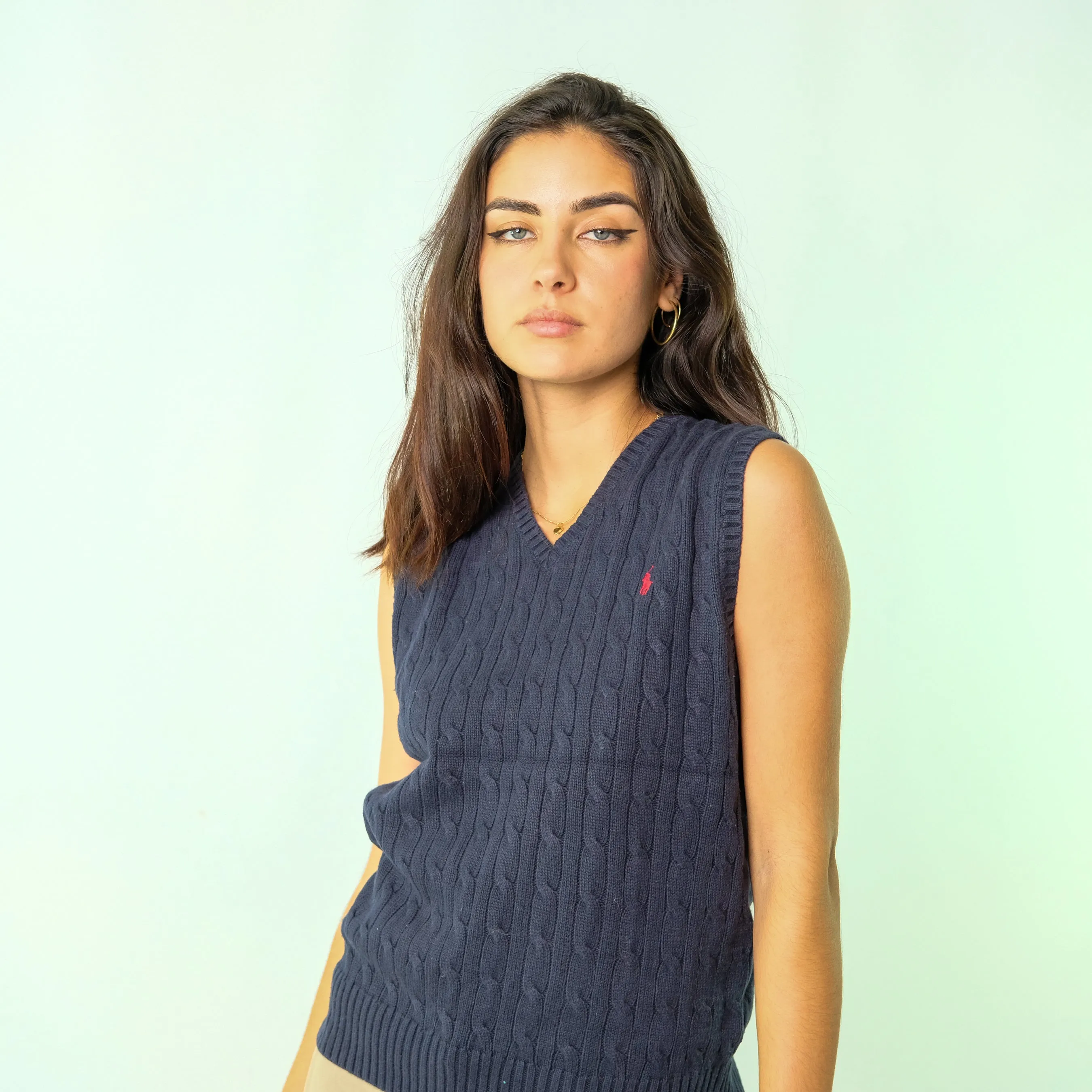 Navy Blue y2ks Polo Ralph Lauren Knit Vest (L)