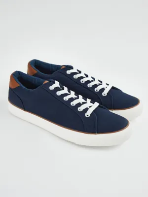 Navy Canvas Lace Up Trainers | Men | George at ASDA