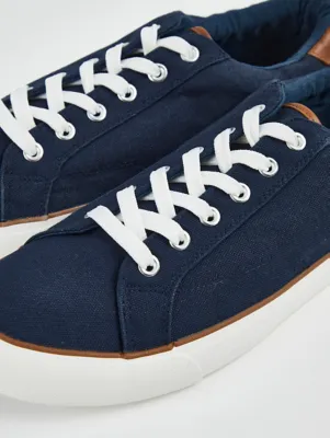 Navy Canvas Lace Up Trainers | Men | George at ASDA