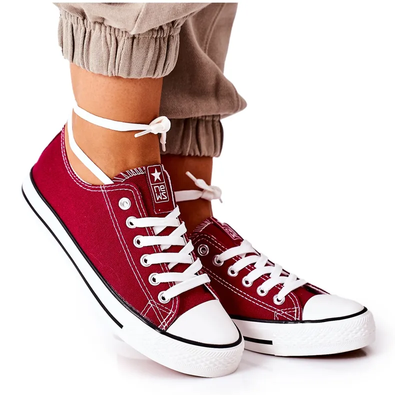 NEWS Women's Classic Sneakers Burgundy Ecoma red