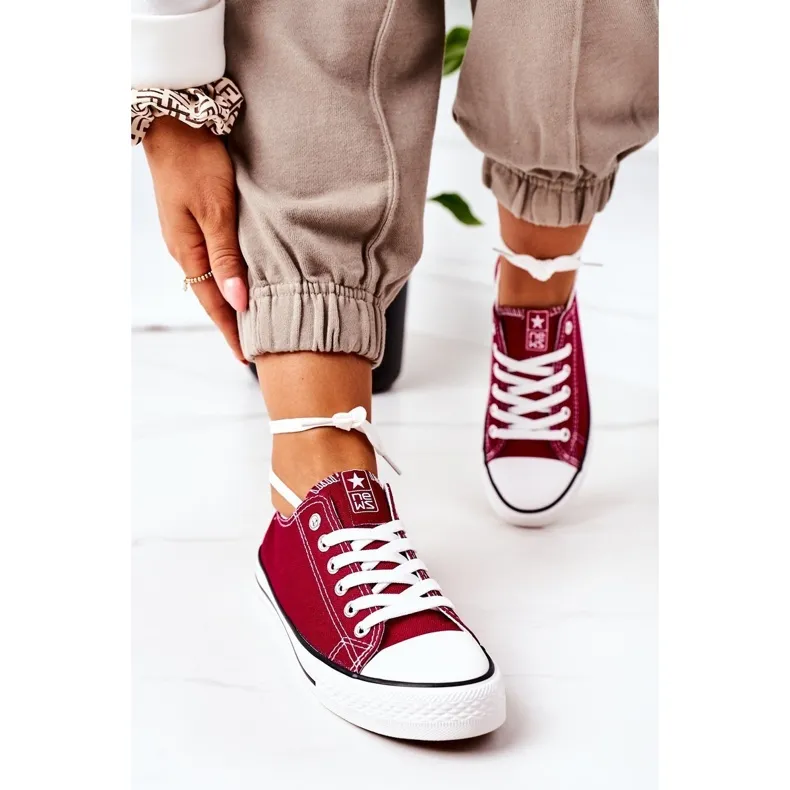 NEWS Women's Classic Sneakers Burgundy Ecoma red