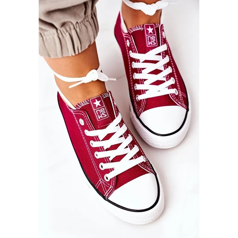 NEWS Women's Classic Sneakers Burgundy Ecoma red