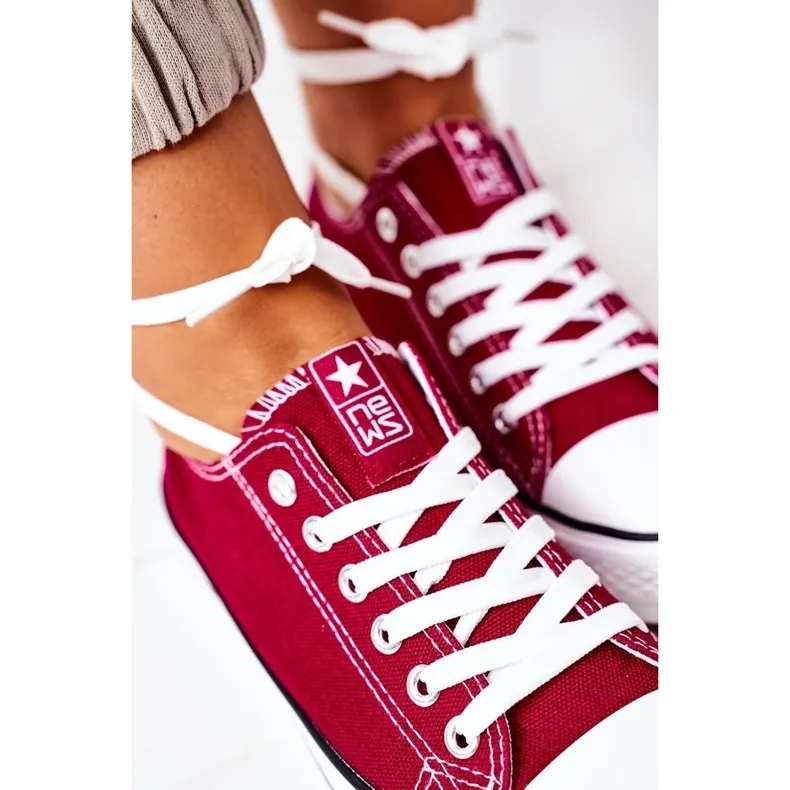 NEWS Women's Classic Sneakers Burgundy Ecoma red