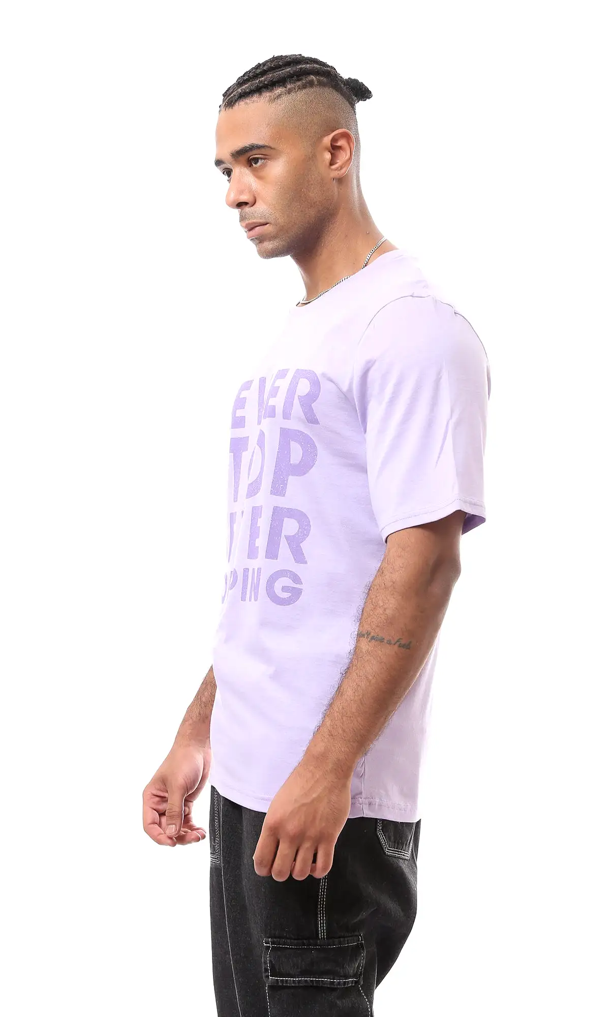 O163361 Light Purple Slip On Tee With Front Print