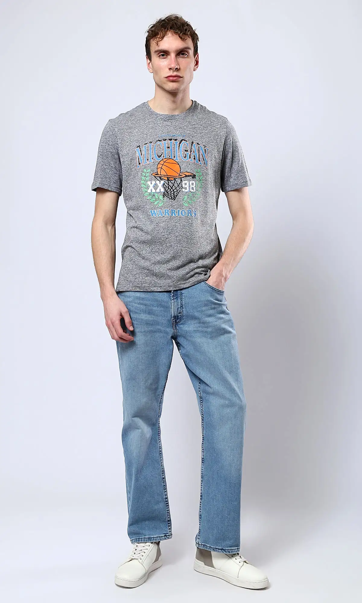 O179366 Heather Grey Light-Weight Printed Tee