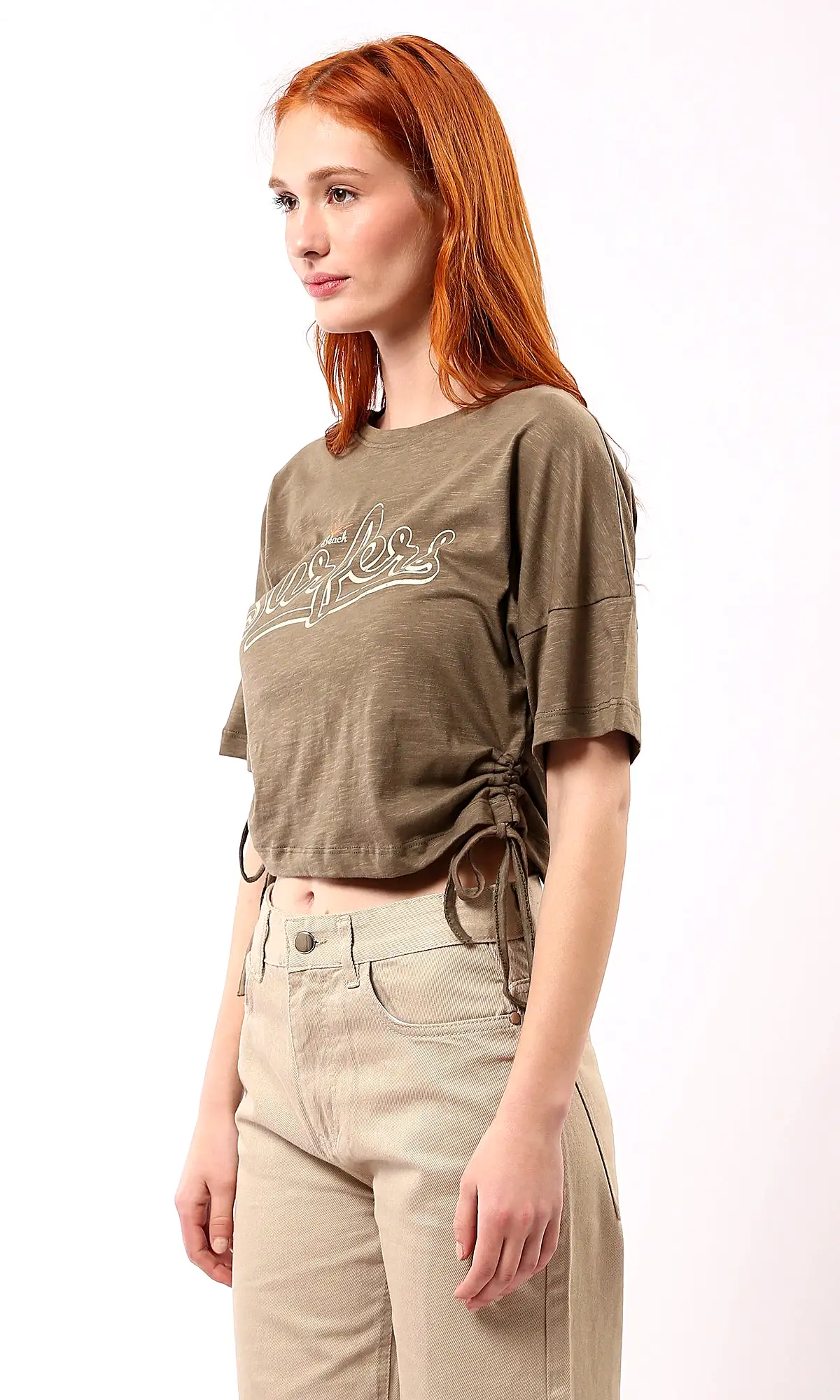 O180446 Printed Heather Mocha Summer Short Tee