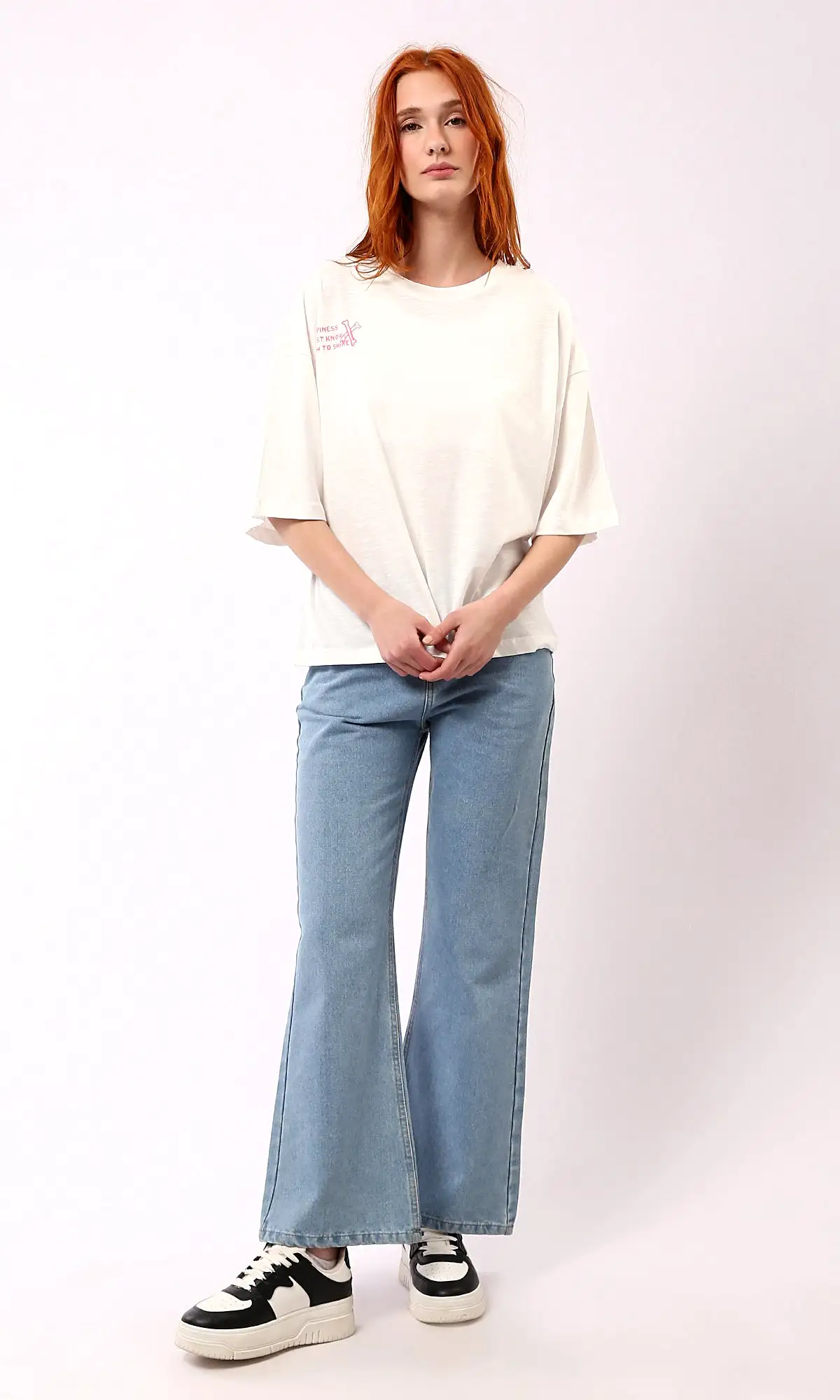 O181666 Off-White Elbow Sleeves Relaxed Fit Summer Tee