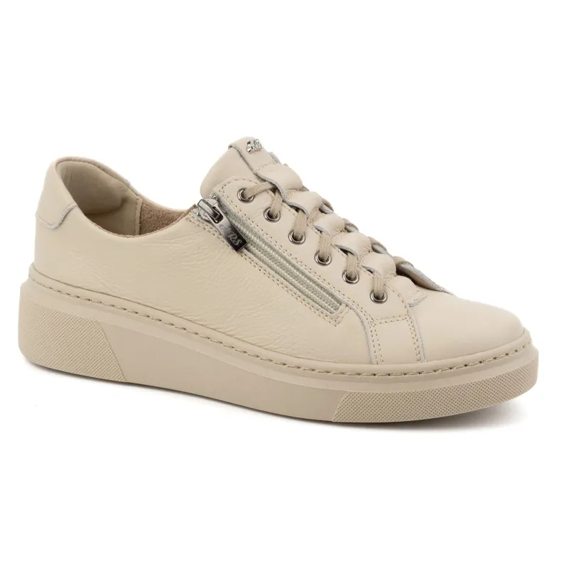 Olivier Women's leather sneakers Style 1238 beige