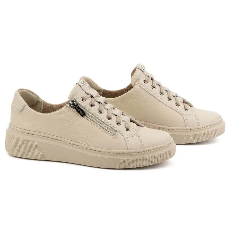 Olivier Women's leather sneakers Style 1238 beige