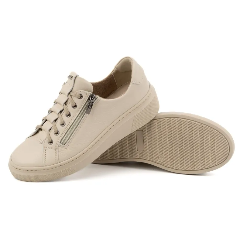 Olivier Women's leather sneakers Style 1238 beige