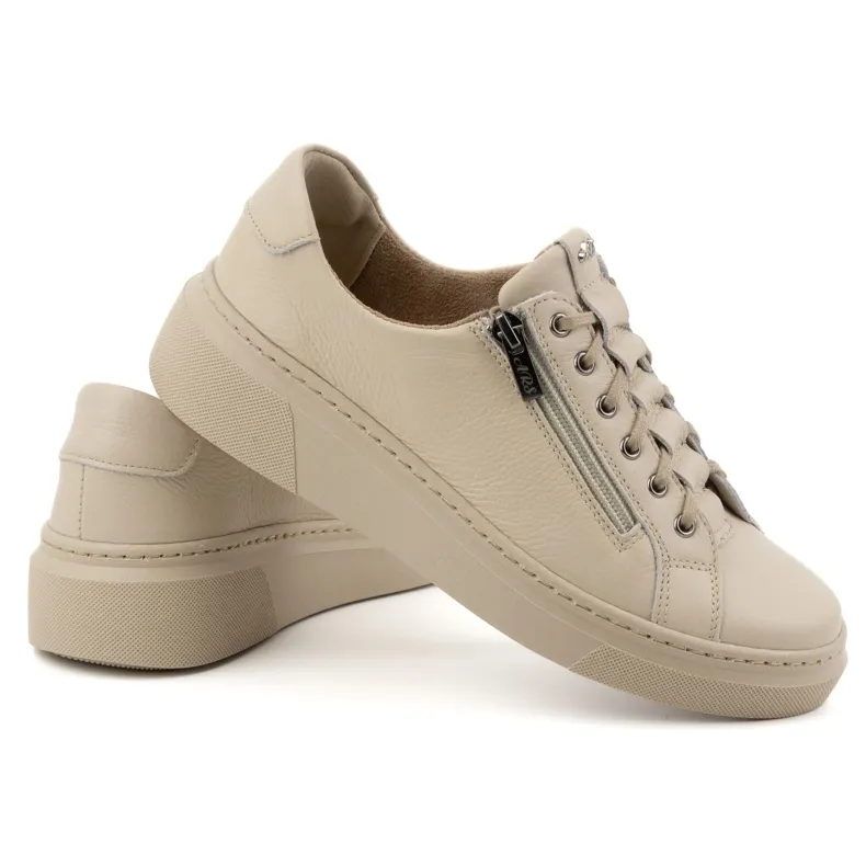 Olivier Women's leather sneakers Style 1238 beige