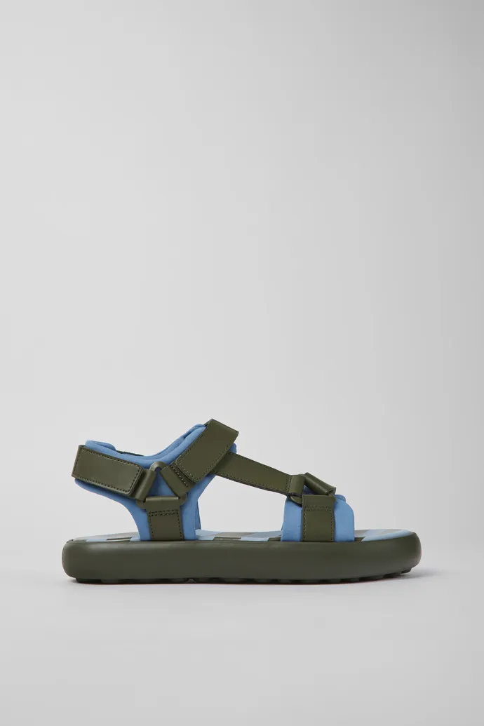 Pelotas Flota Green and blue leather and textile sandals for men