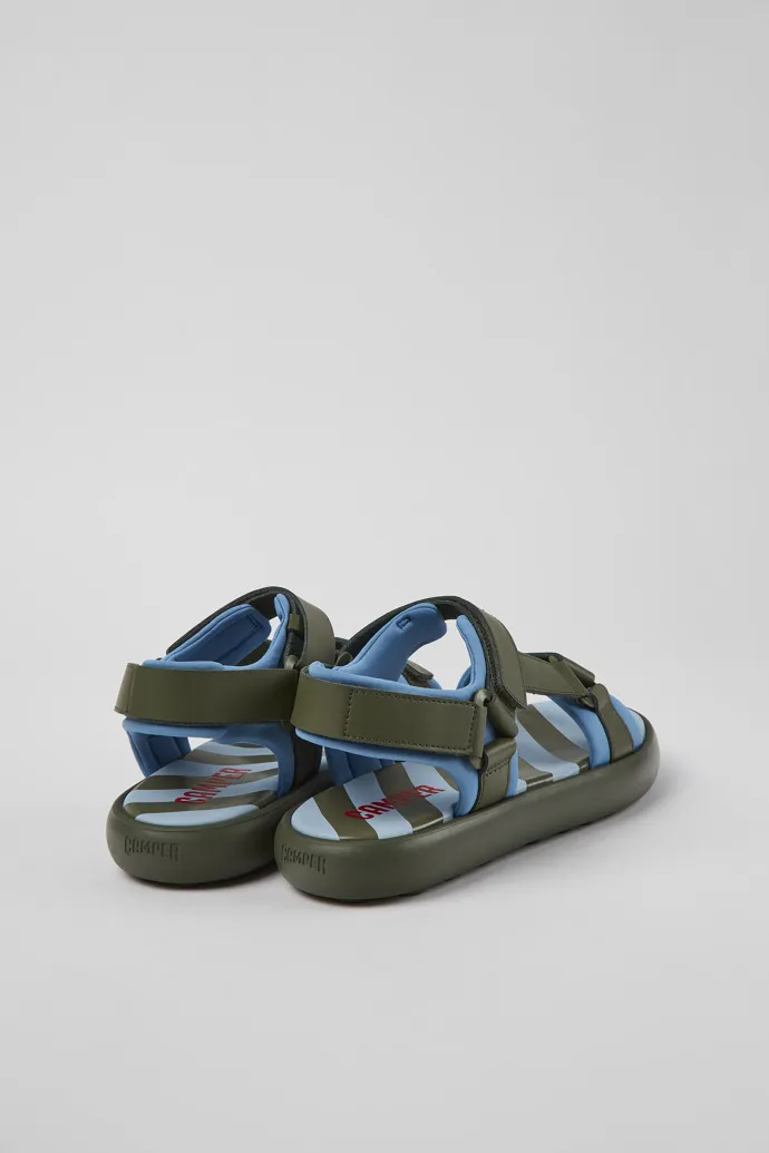 Pelotas Flota Green and blue leather and textile sandals for men