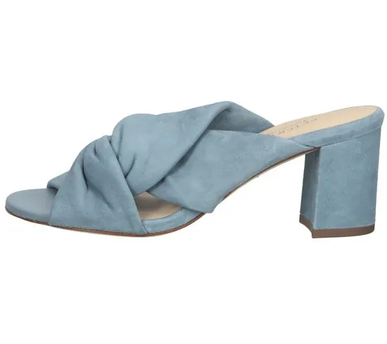 PETER KAISER women's mules, real leather sandals with knotted straps, summer shoes 06117-038 light blue