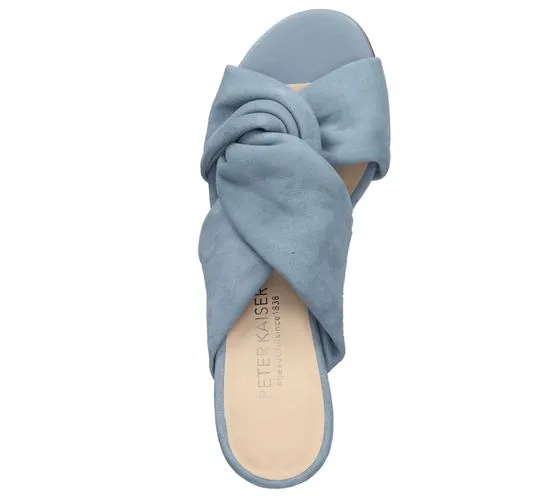 PETER KAISER women's mules, real leather sandals with knotted straps, summer shoes 06117-038 light blue