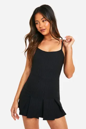 Pinstripe Tennis Skort Romper