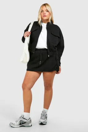 Plus Cargo Pocket Zip Through Skort Tracksuit