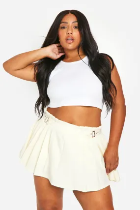 Plus Pleated Skort With Buckle Detail