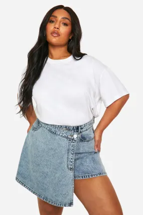 Plus Washed Denim Skort