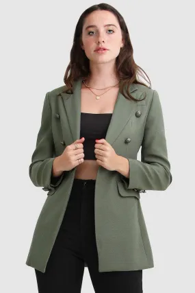 Princess Polly Textured Weave Blazer In Military