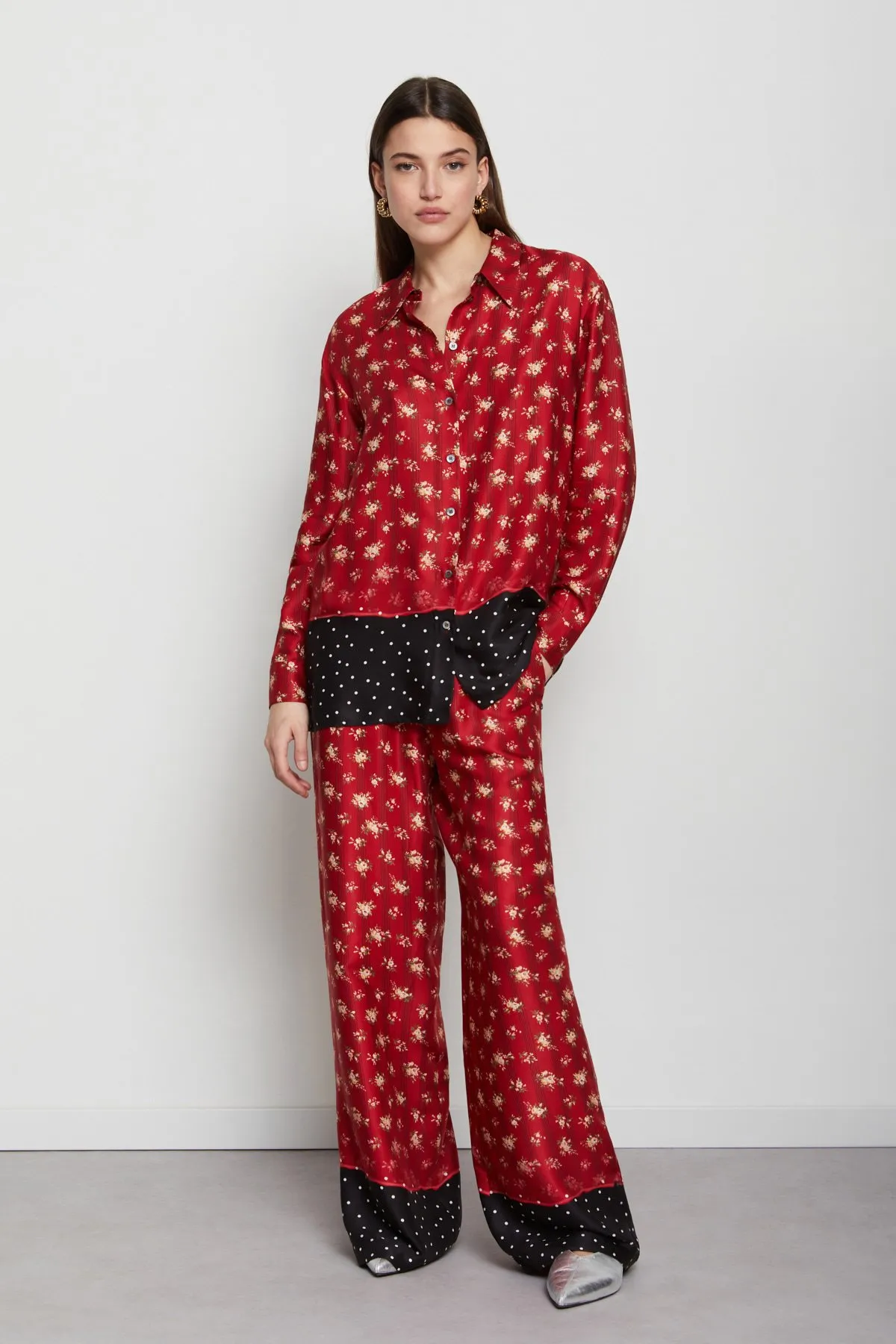 Printed viscose trousers