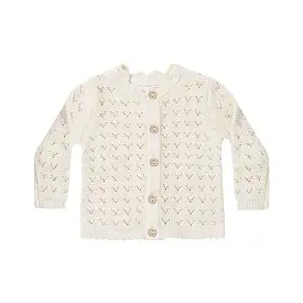 Quincy Mae Scalloped Cardigan - Natural