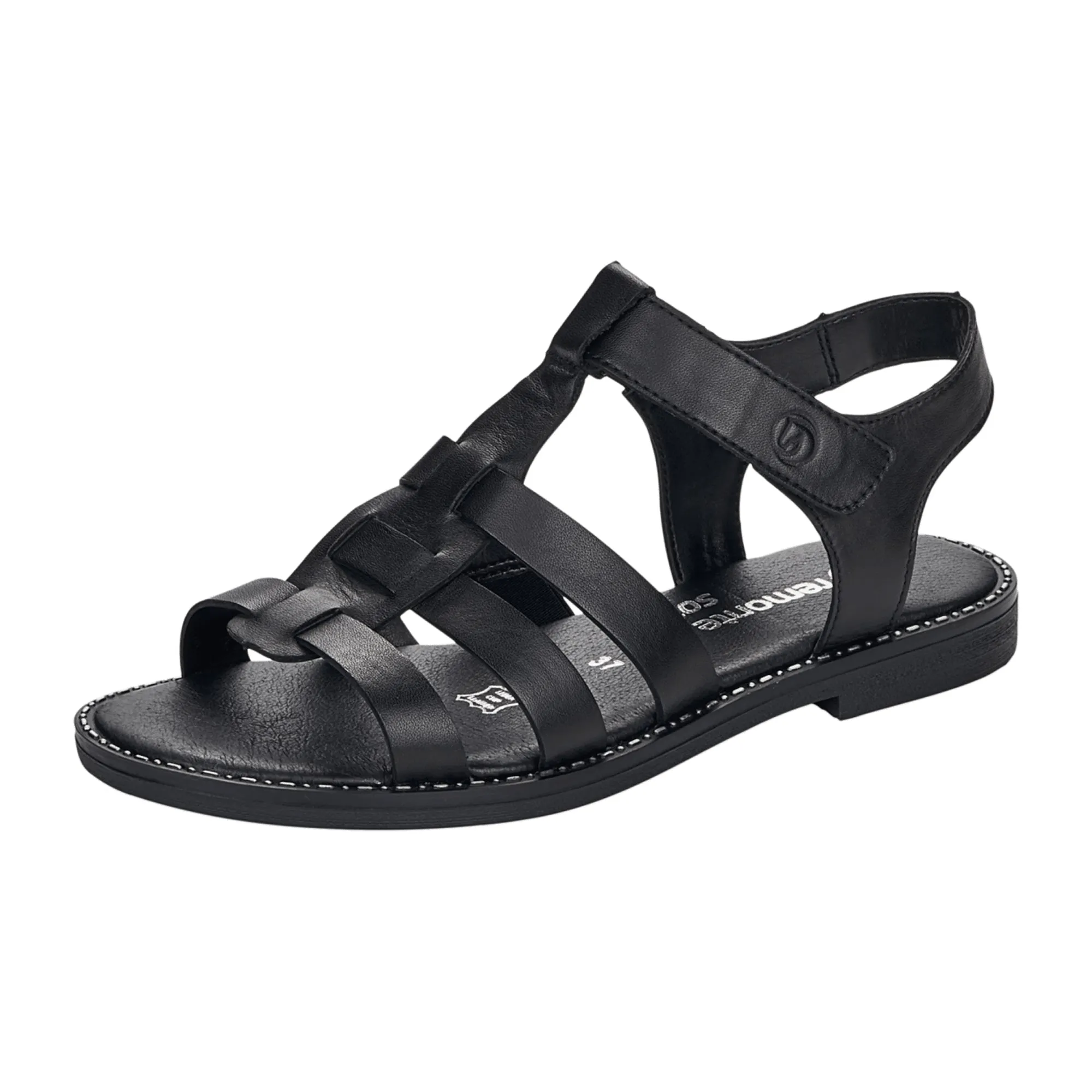 Remonte Comfortable Black Sandals for Women with Smooth Sole