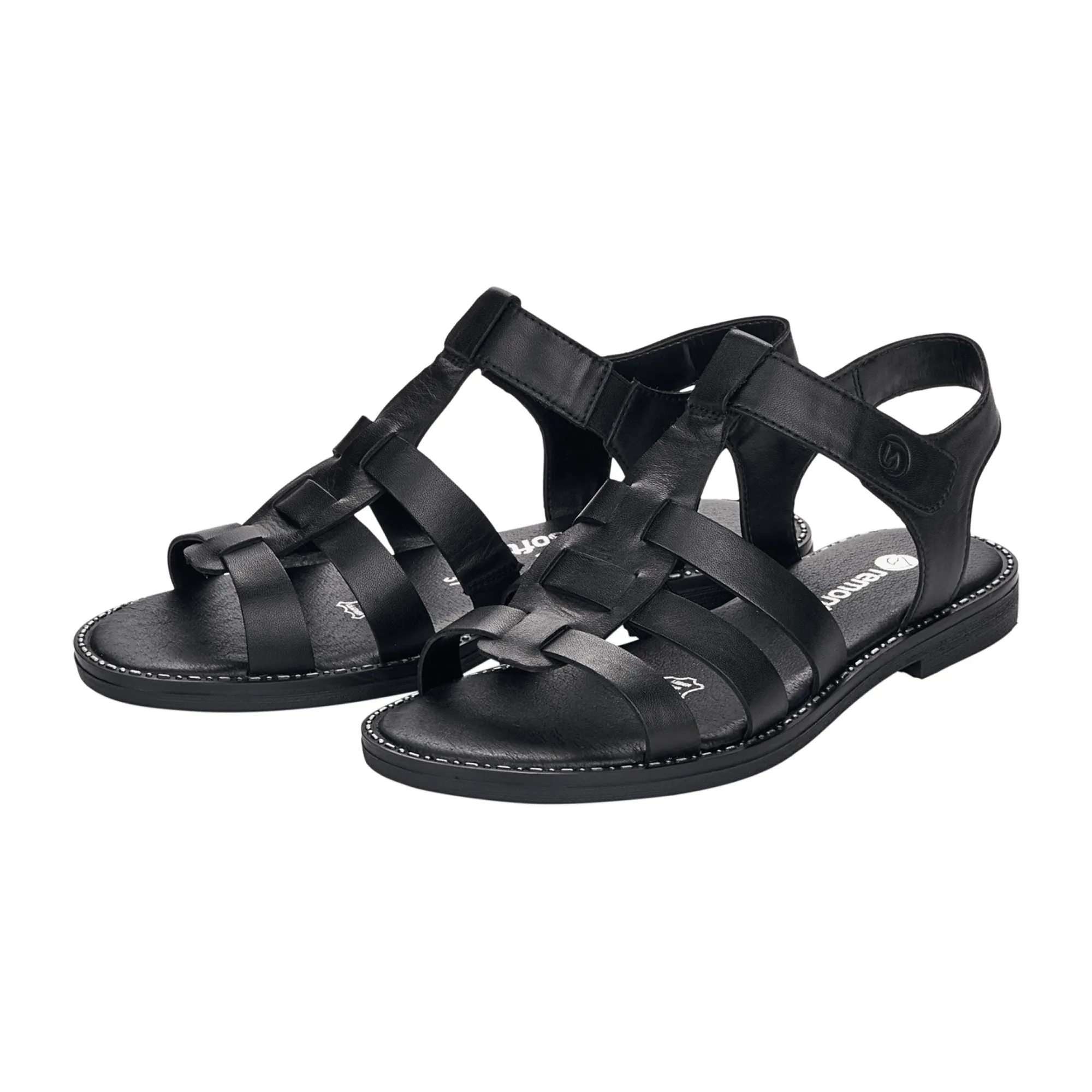 Remonte Comfortable Black Sandals for Women with Smooth Sole