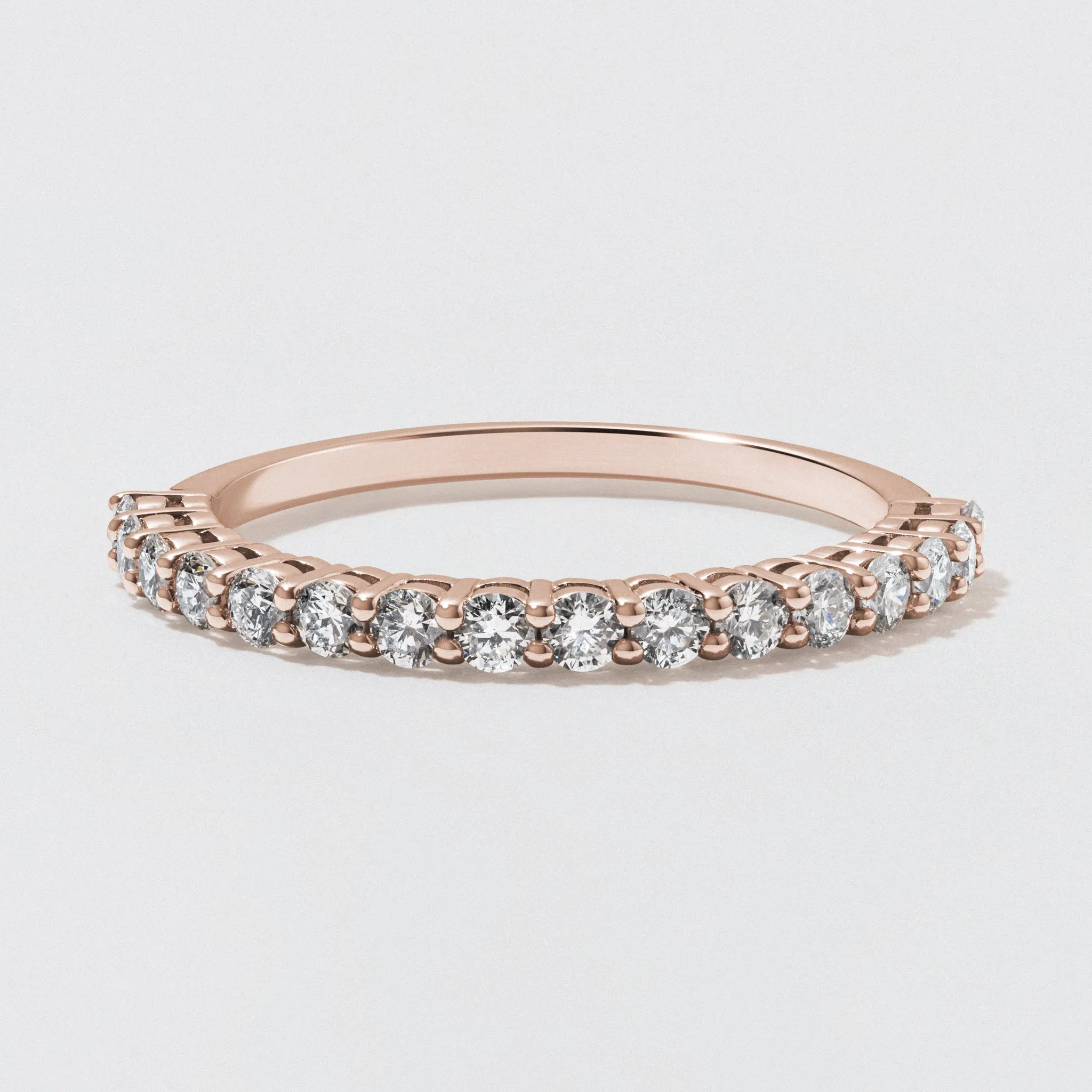 Rose Gold Diamond Half Eternity Wedding Band - Polished 2mm