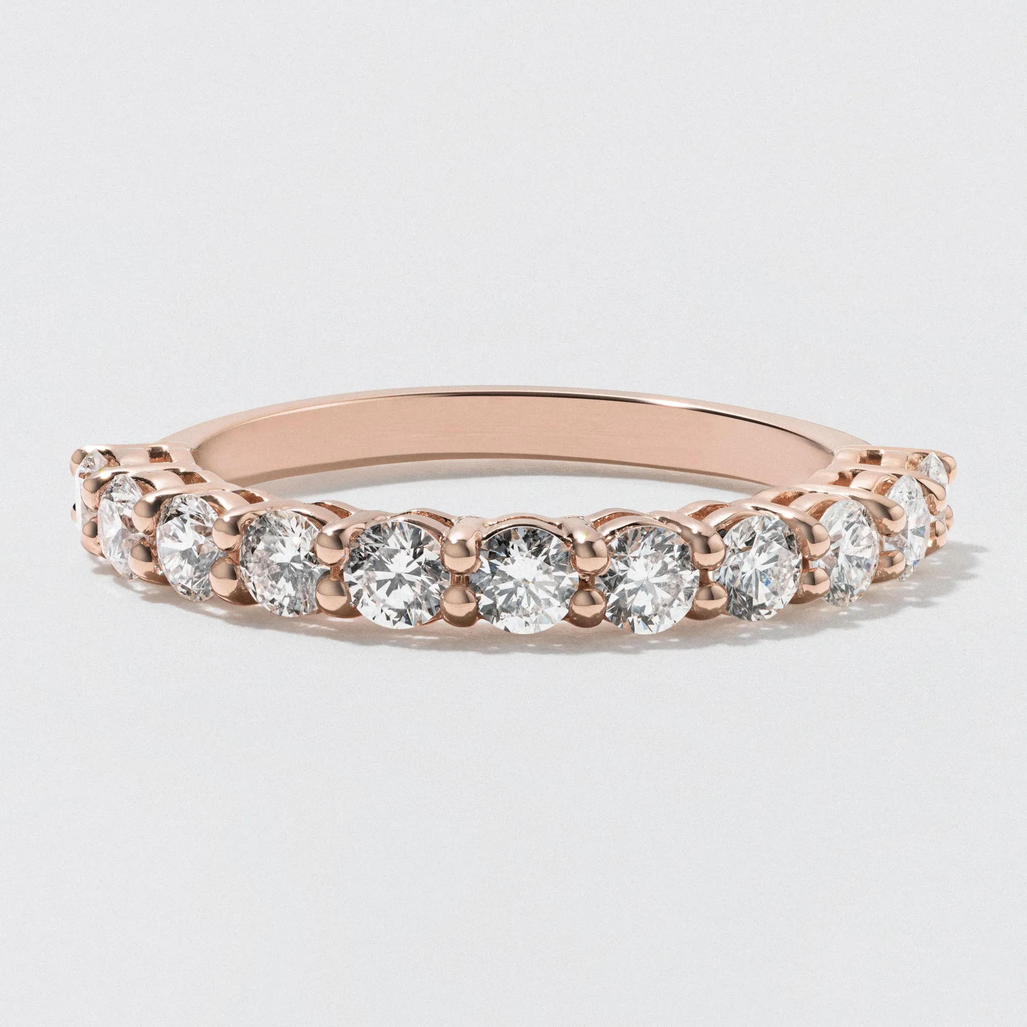 Rose Gold Diamond Half Eternity Wedding Band - Polished 3mm